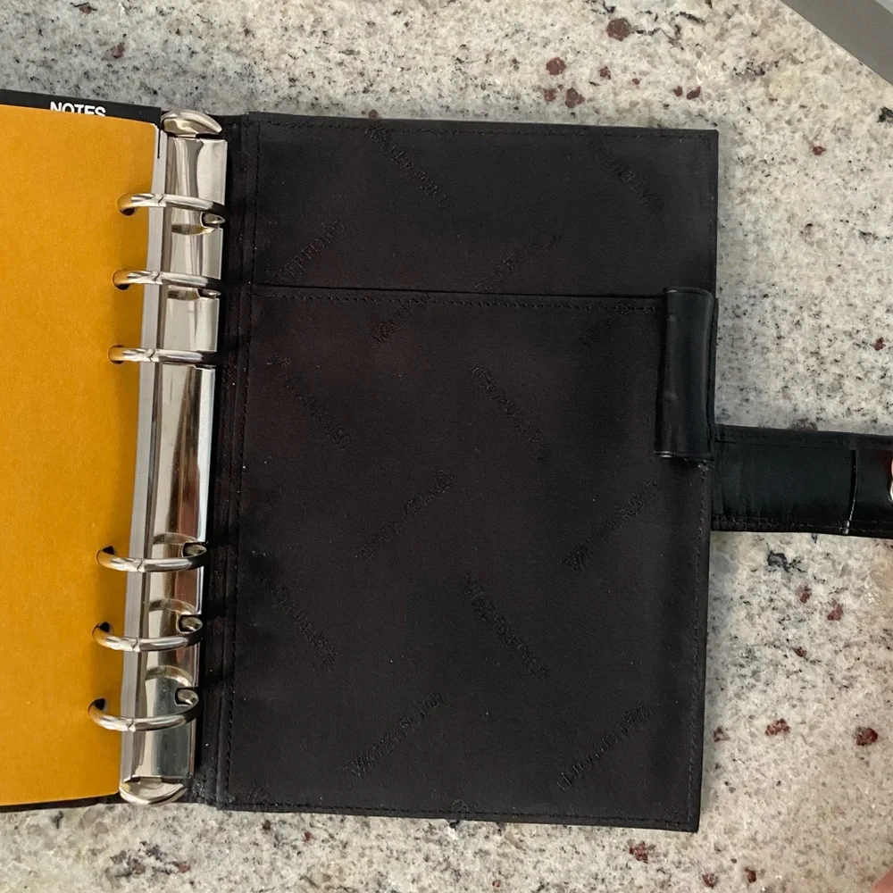 Waterford black leather refillable agenda book
